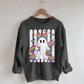 Preppy Ghost Coquette Leopard Girly Sweatshirt