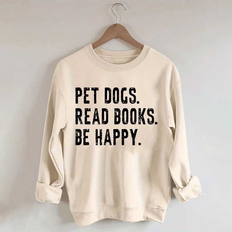 Retro Bookish Reading Books and Dogs Sweatshirt