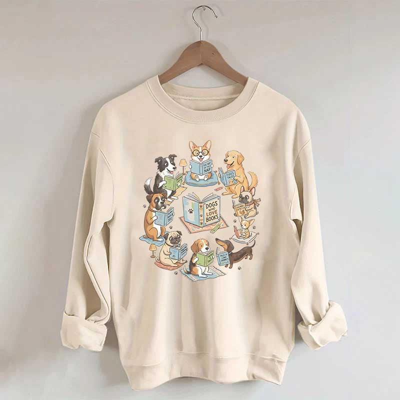 Bookworm Fiction Dog Reading Sweatshirt