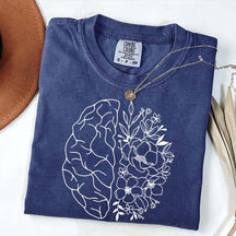Mental Health Floral Brain Anatomy T-Shirt