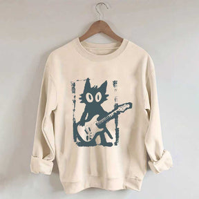 Rock Star Cat Electric Guitar Kitty Sweatshirt