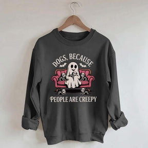 Retro Dogs Because People are Creepy Halloween Sweatshirt
