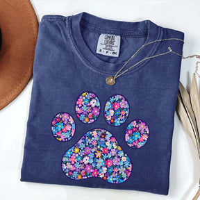 Comfort Colors Floral Paw Print T-Shirt