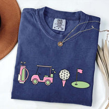 Pink Golf Cart Flag Lover T-Shirt