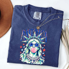 America Statue of Liberty Blowing Bubble Gum T-Shirt