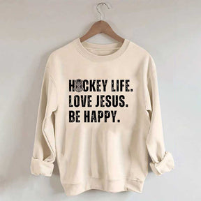 Comfort Colors Hockey Life Love Jesus Sweatshirt