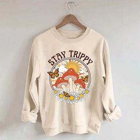 Stay Trippy Mushroom Boho Rainbow Sweatshirt