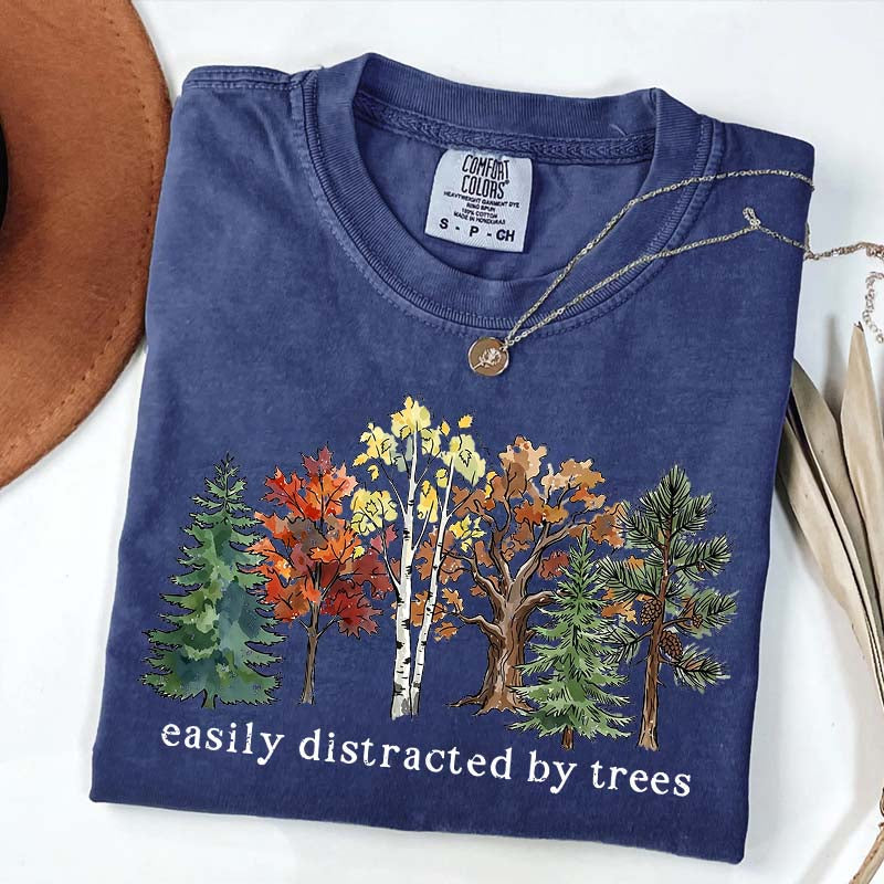 Easily Distracted by Trees Camping Hiking T-Shirt