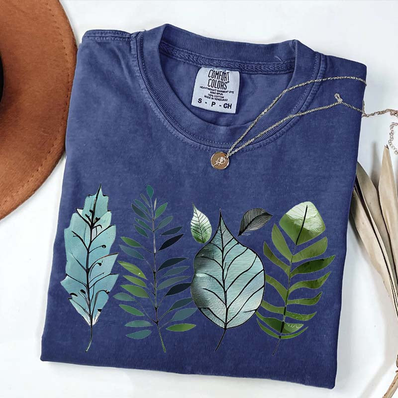 Teal and Green Leaves T-Shirt