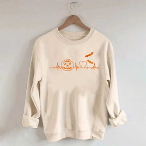 Halloween Pumpkin Heartbeat Funny Sweatshirt