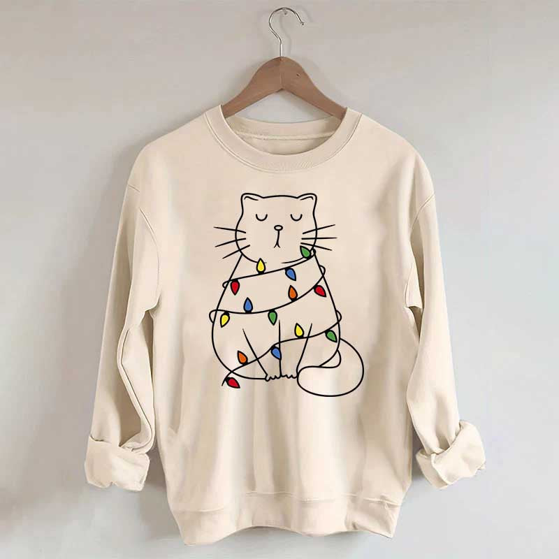 Cute Cat Christmas Light Sweatshirt