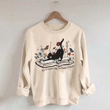 It¡¯s A Good Day To Read A Book Black Cat Sweatshirt