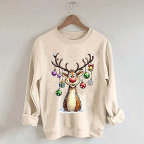 Cute Merry Christmas Vintage Reindeer Sweatshirt