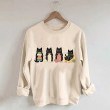 Black Cats Knitting Funny Sweatshirt