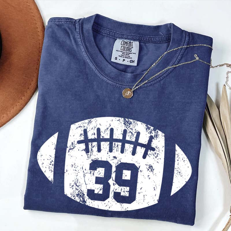Custom Comfort Colors Football Kids Jersey Number T-Shirt