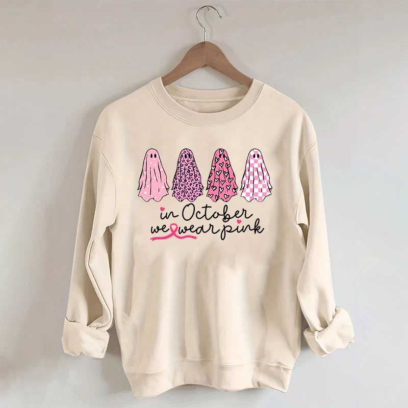 In October We Wear Pink Ghost Cancer Fighter Sweatshirt