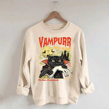Vampurr Bites Again Halloween Black Cat Sweatshirt