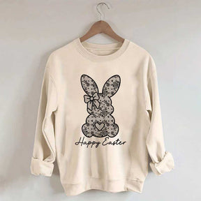 White Lace Bunny Coquette Bow Sweatshirt
