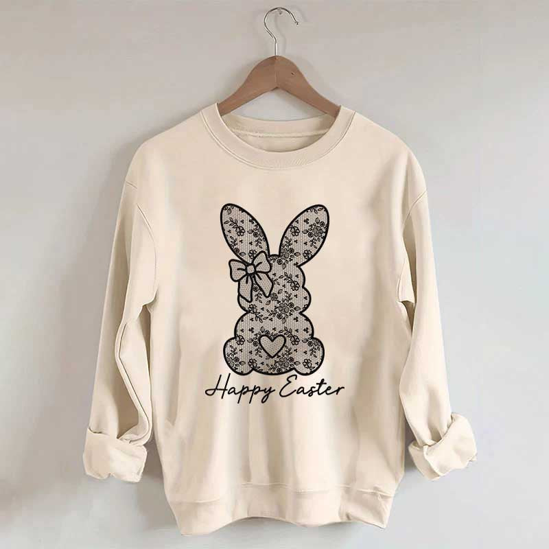 White Lace Bunny Coquette Bow Sweatshirt