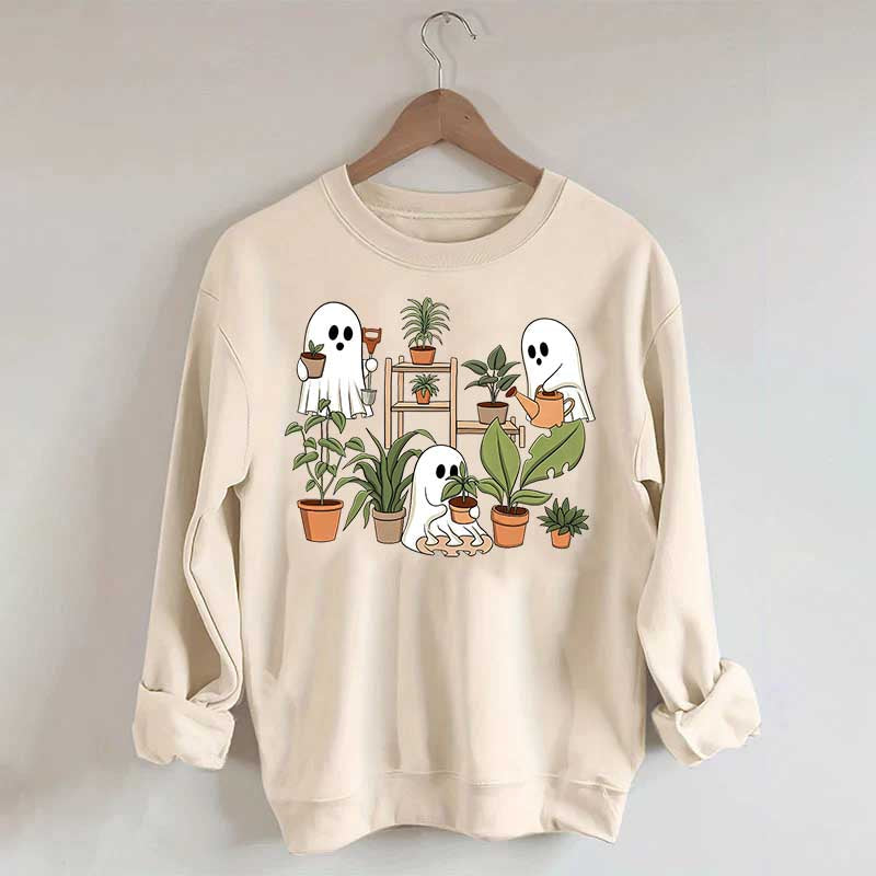 Cute Crazy Plant Lady Ghost Sweatshirt