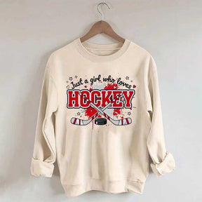 Just a Girl Who Loves Hockey Red Sweatshirt