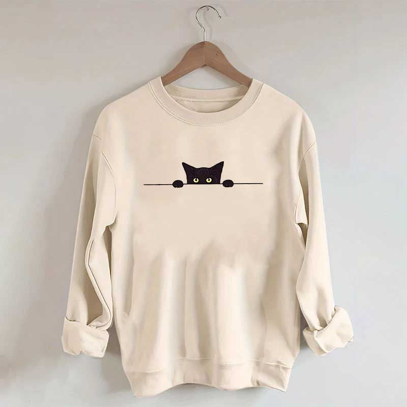 Black Cat Graphic Animal Fashion Sweatshirt
