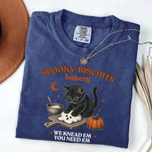 Kitty Biscuits Spooky Season Black Cat Halloween T-Shirt