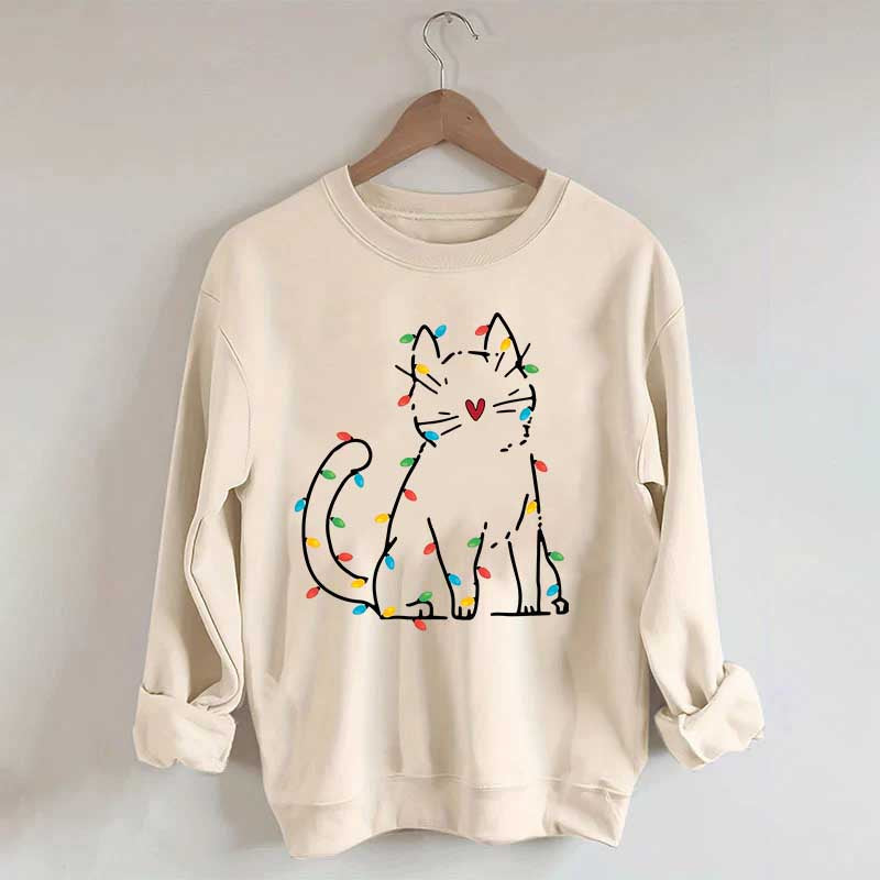 Cat Christmas Lights Sweatshirt