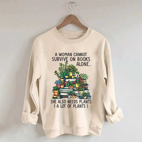 Books Plants Women Sweatshirt