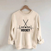 Hockey Sticks & Puck Heartbeat Graphic Sweatshirt