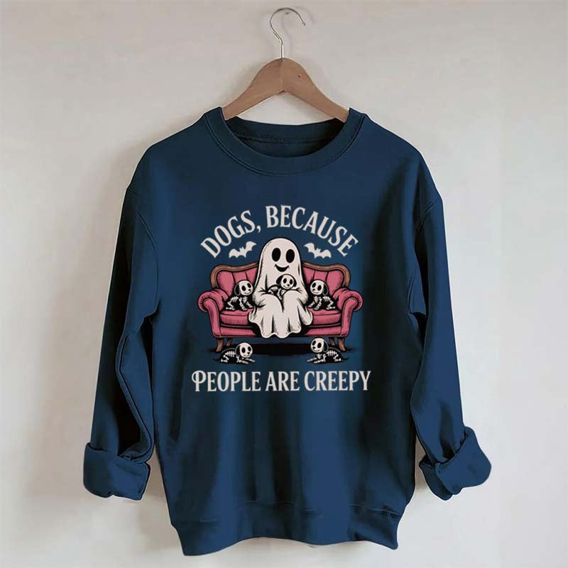 Retro Dogs Because People are Creepy Halloween Sweatshirt