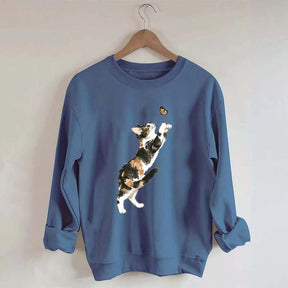 Cute Cat and Butterfly Sweatshirt