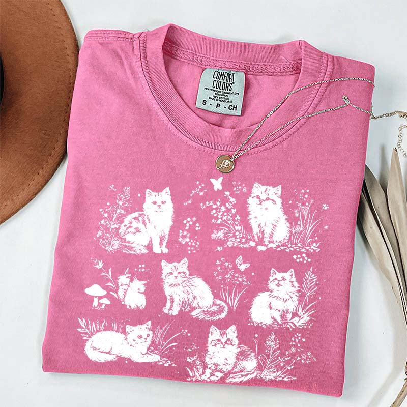 Vintage 90s Cats Pet Floral T-Shirt