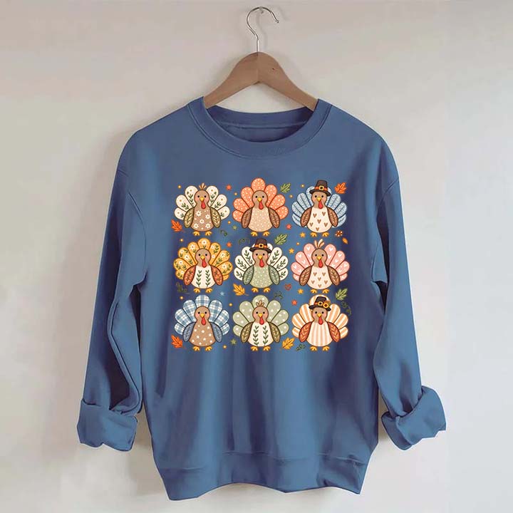 Boho Turkey Thanksgiving Preppy Fall Wild Sweatshirt