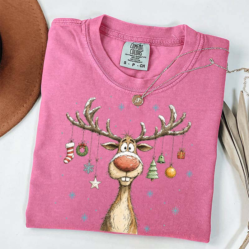 Retro Merry Christmas Retro Reindeer T-Shirt