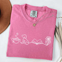 Doodle Books Coffee Dogs Flower T-Shirt