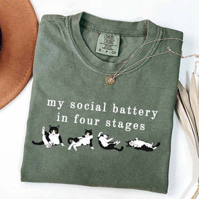 My Social Battery In Four Stages Cats T-Shirt