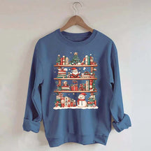 Cute Christmas Bookshelf Santa Sweatshirt