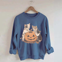 Vintage 90s Cat Halloween Pumpkin Sweatshirt