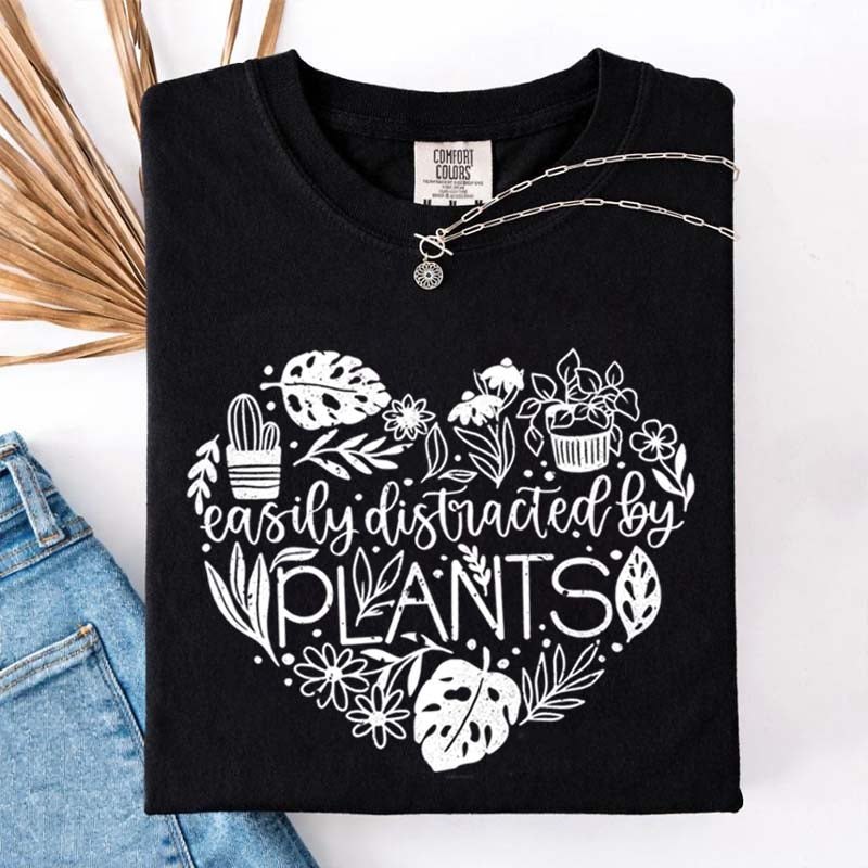 Cute Heart Easily Distracted By Plants T-Shirt