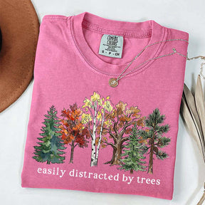 Easily Distracted by Trees Camping Hiking T-Shirt