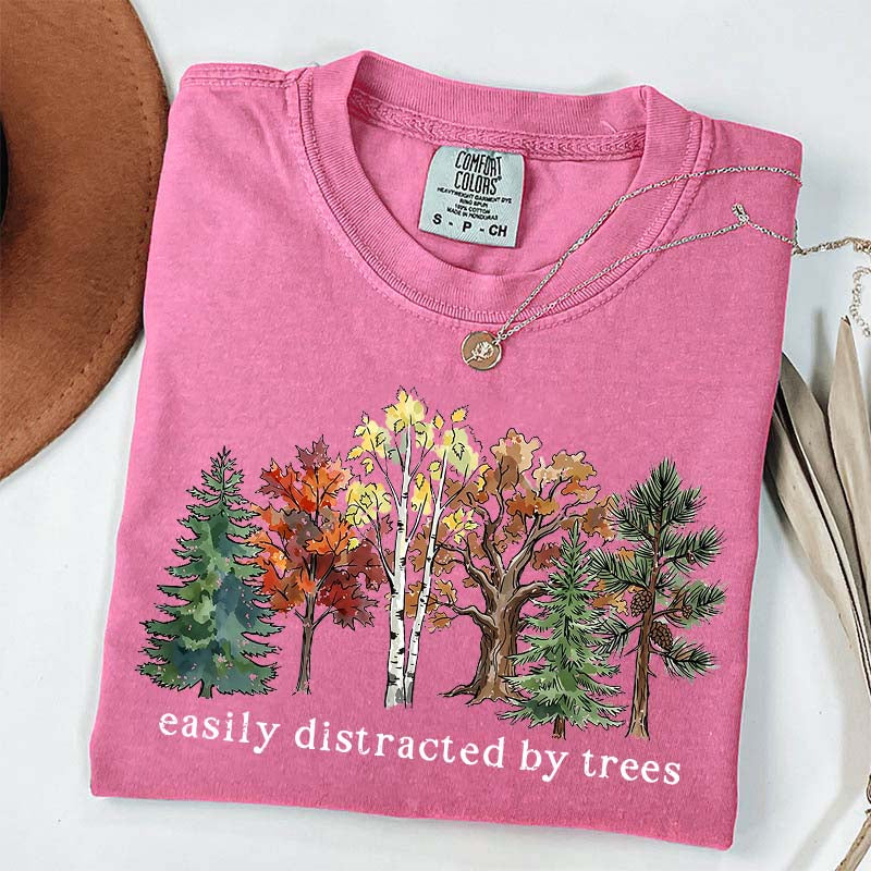 Easily Distracted by Trees Camping Hiking T-Shirt