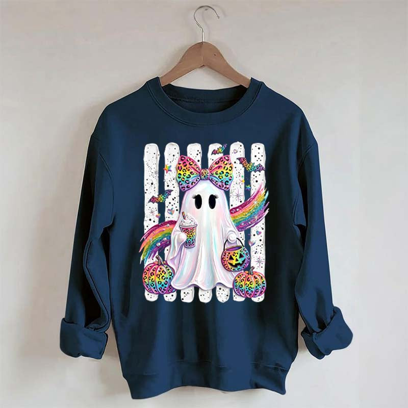 Preppy Ghost Coquette Leopard Girly Sweatshirt