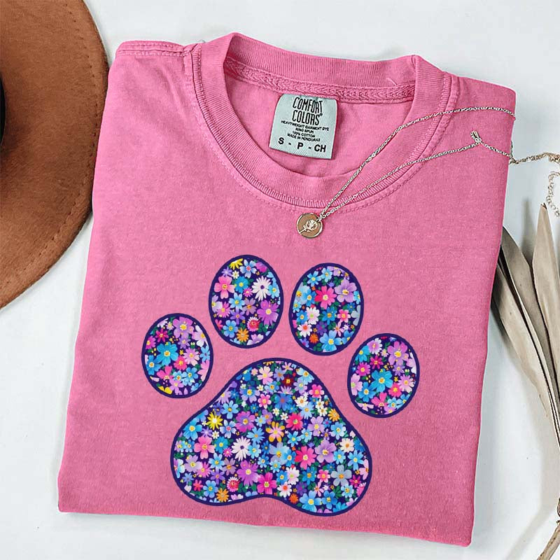 Comfort Colors Floral Paw Print T-Shirt