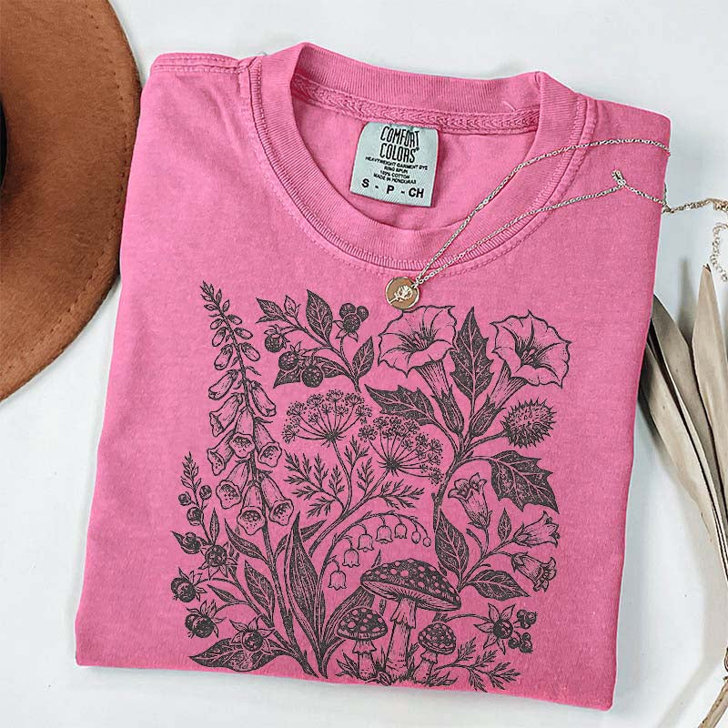 Retro Poisonous Plants Dark Academia Botanical T-Shirt