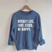 Comfort Colors Hockey Life Love Jesus Sweatshirt
