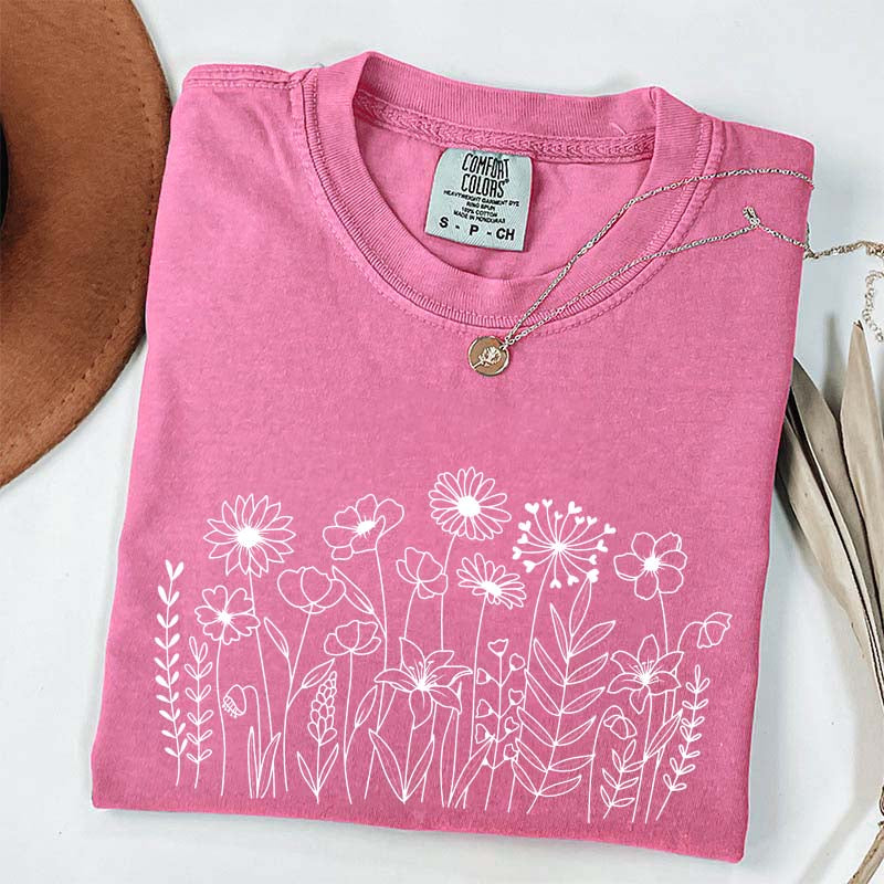 Wild Flower Minimalist Floral T-Shirt