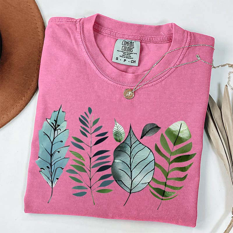 Teal and Green Leaves T-Shirt