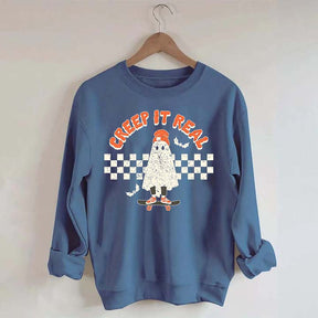 Retro Ghost Creep It Real Halloween Sweatshirt