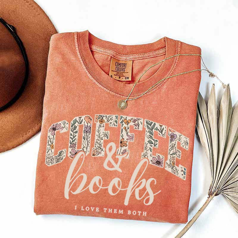 Coffee And Books Floral T-Shirt
